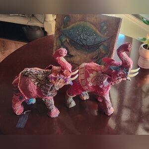 Colorful Fabric Elephant Figurines